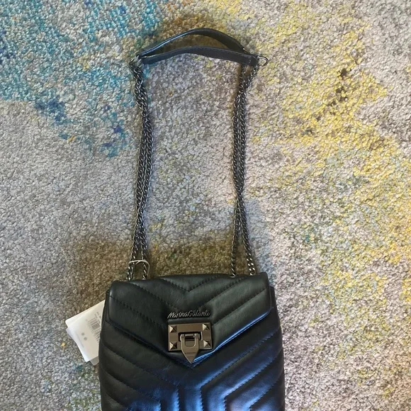NWT Marina Galanti Black Leather Cross Body - Picture 9 of 15